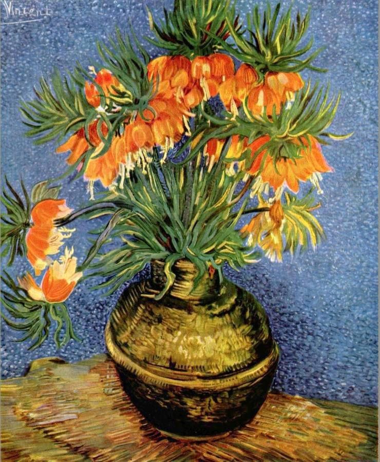 Vincent van Gogh Still Life with imperial crowns in a bronze vase